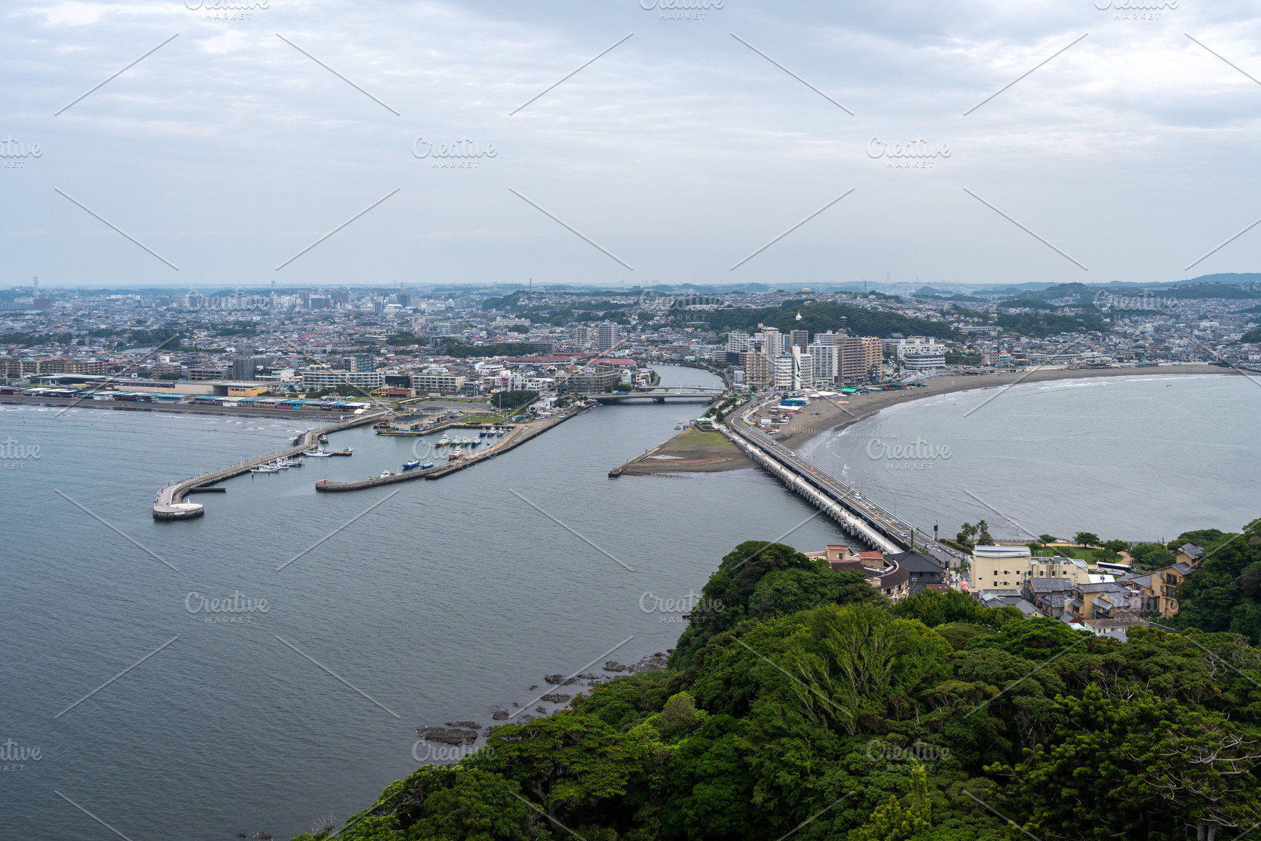 View of Enoshima city from the Island in Japan, an Architecture Photo by GoodGoods