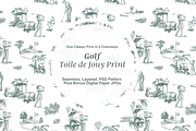 Golf Toile de Jouy Pattern, a Background Graphic by Hughes Studio (Thumbnail 1 of 6)
