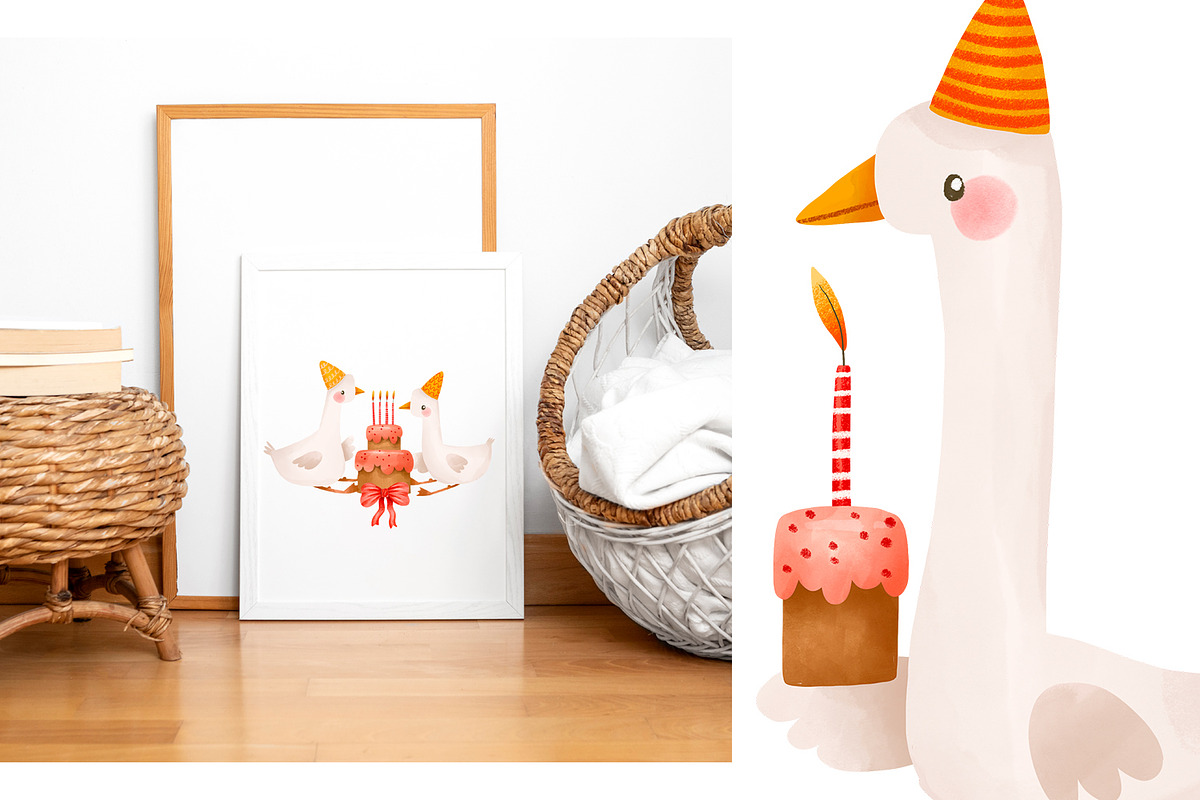 Cute Hand Drawn Birthday Goose, an Animal Illustration by the_myro (Photo 13 of 13)