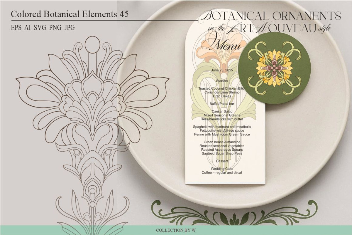 Art Nouveau Botanical Ornaments III, a Pattern Graphic by Collection by VY (Photo 2 of 8)