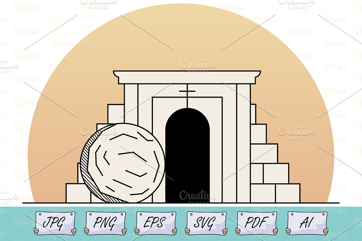 Christian Easter Empty Tomb Art svg, a Seasonal Illustration by Ghagra (Photo 1 of 7)