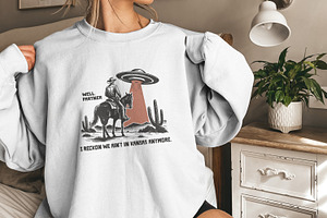 Cowboy And UFO PNG, Western Sci-Fi