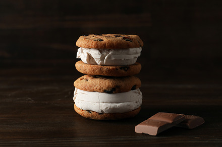 Concept of sweet food, tasty cookies with ice cream, a Background Photo by AtlasStudio PRO