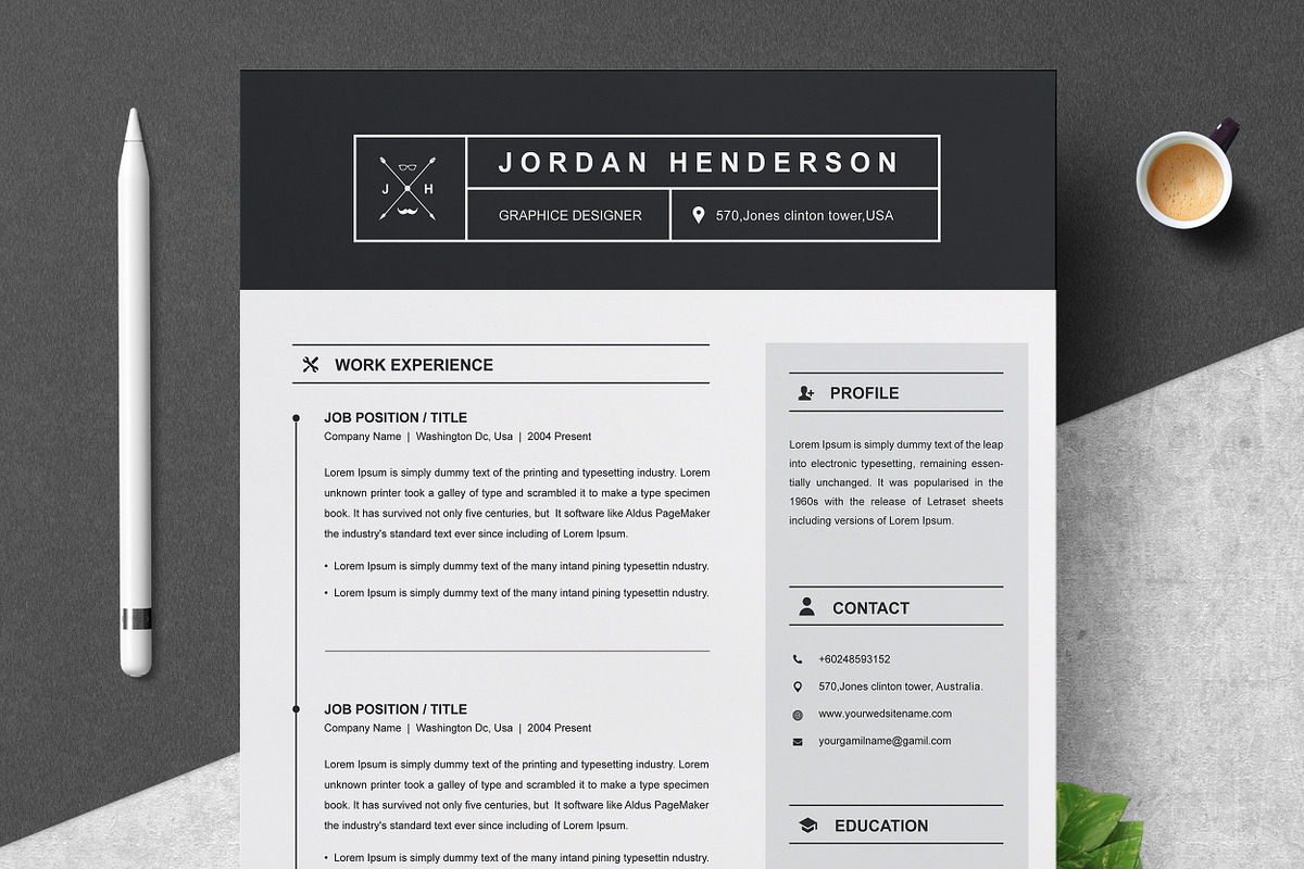 Resume / CV Template, a Resume Template by ResumeInventor (Photo 1 of 6)