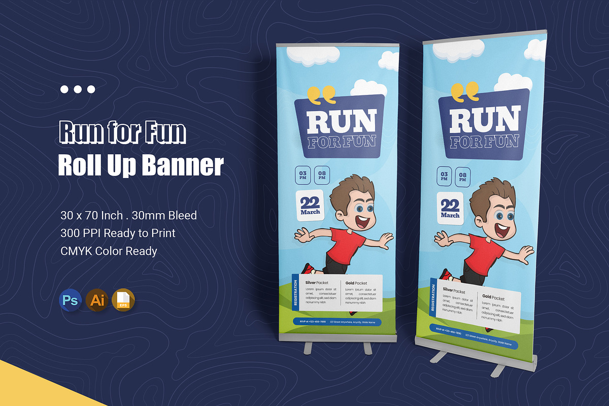 Run for Fun Roll Up Banner, a Print Template by Esensifiksi.studio (Photo 1 of 2)