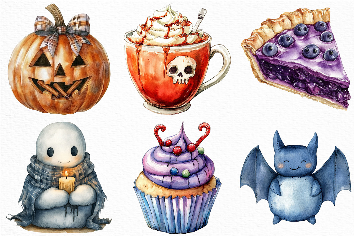 Watercolor Creepy and Cozy Halloween, an Illustration by Craft Nest (Photo 4 of 6)