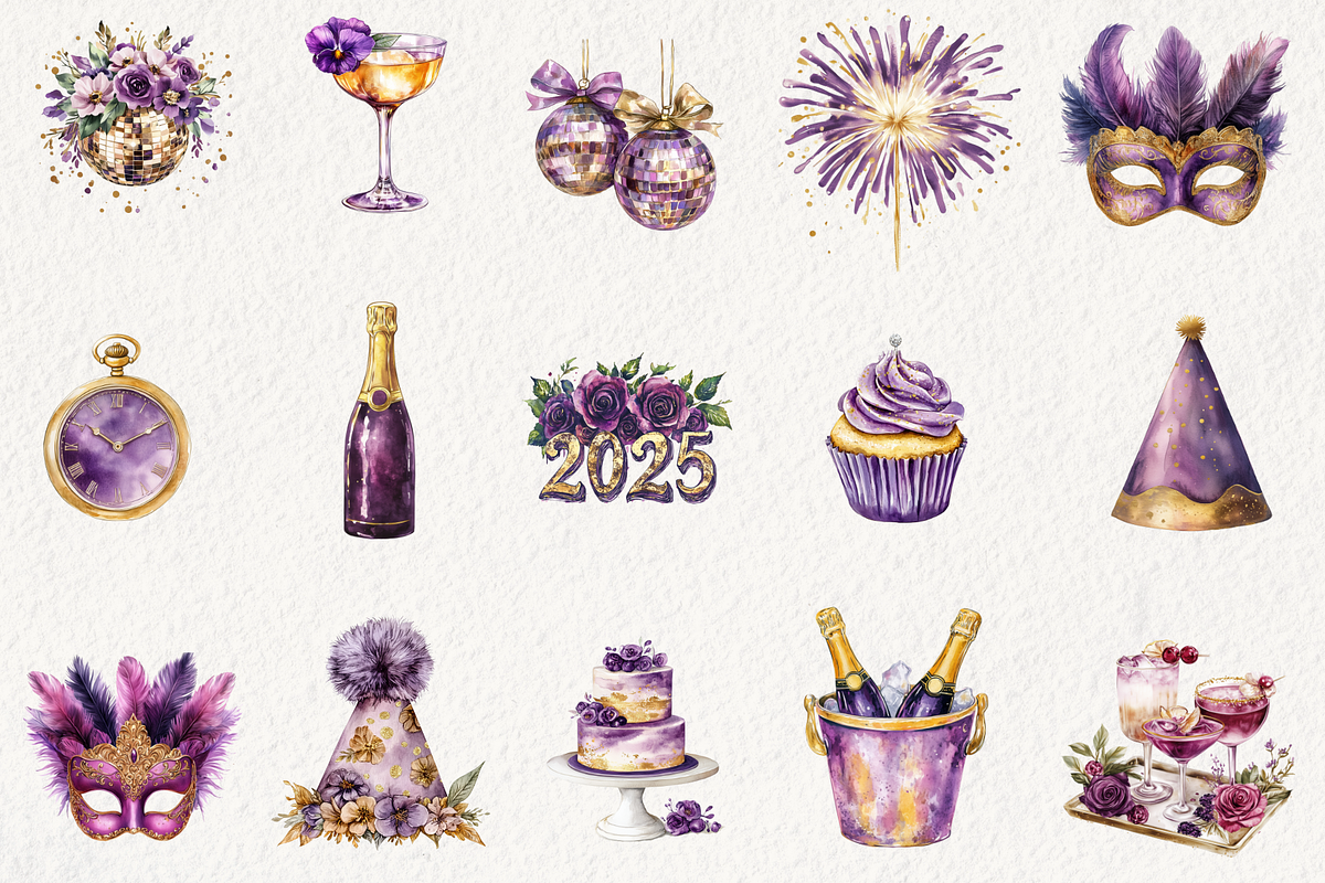 Luxury New Year's Eve Clipart, an Illustration by NadiaTheronArt (Photo 2 of 5)