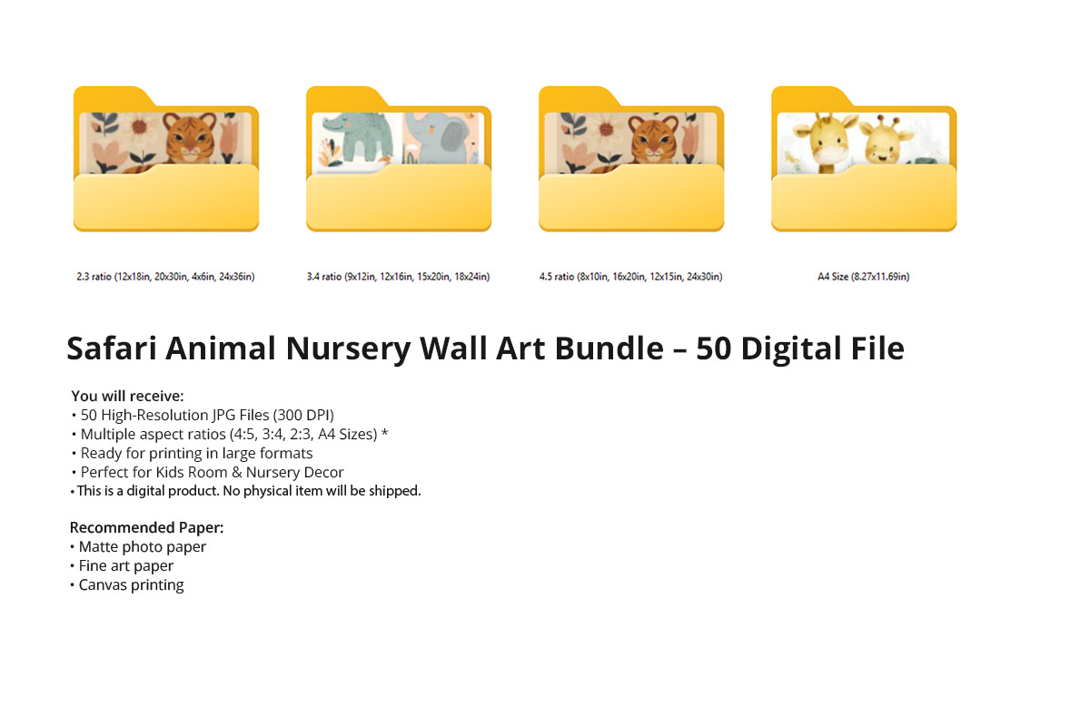 Safari Animal Nursery Wall Art Set, a Poster Template by Pixeness Studio (Photo 4 of 6)