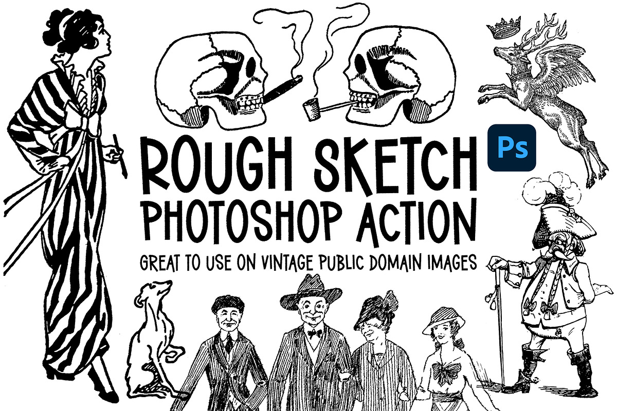 Rough Sketch Photoshop Action, an Action Add-On by Heather Green Designs (Photo 1 of 10)