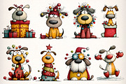 Quirky Christmas Dog Clipart Bundle, an Illustration by Dream Creation (Thumbnail 3 of 7)