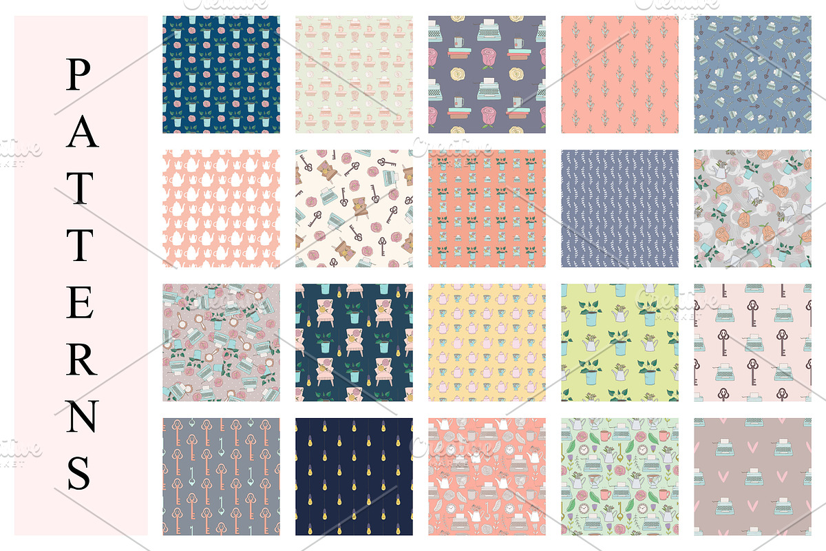 Vintage doodle bundle. Patterns+, a Pattern Graphic by Sentimental postman (Photo 17 of 18)