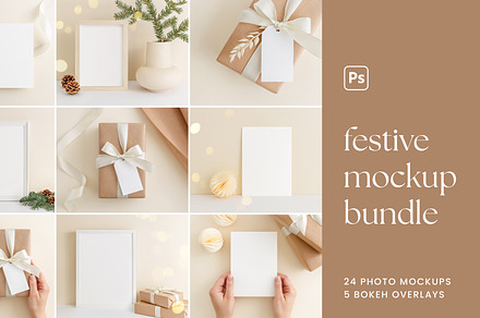 Festive Mockup Bundle, a Print Template by Lena Zakharova