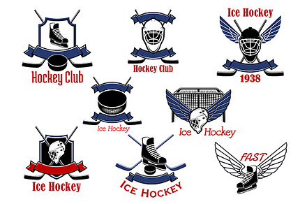 Ice hockey sport game icons, a Background Graphic by Vector Tradition
