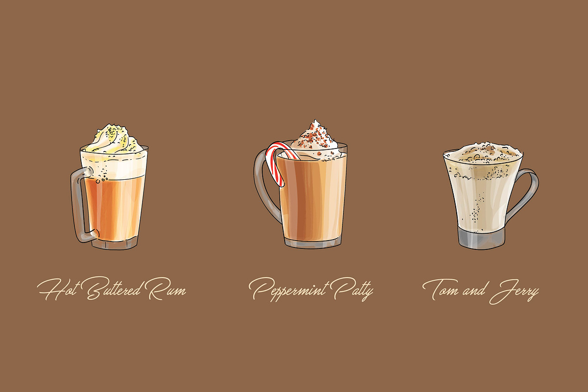 Hot drinks set. Vector illustrations, a Food Illustration by Svitlo illustrations (Photo 5 of 5)