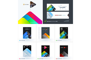 Mega set of abstract templates for business, trendy colourful mountains shapes