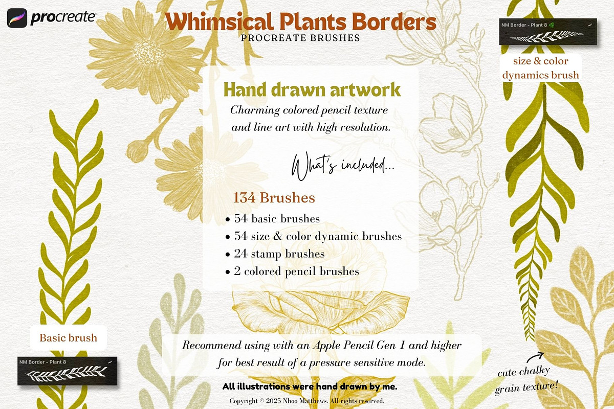 Whimsical Plants Procreate Brushes, a Brush Add-On by Fashion Workshop Bkk (Photo 3 of 11)