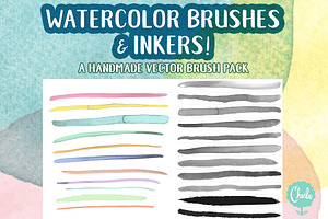 Vector Watercolor Brushes and Inkers, a Brush Add-On by Charla Makes