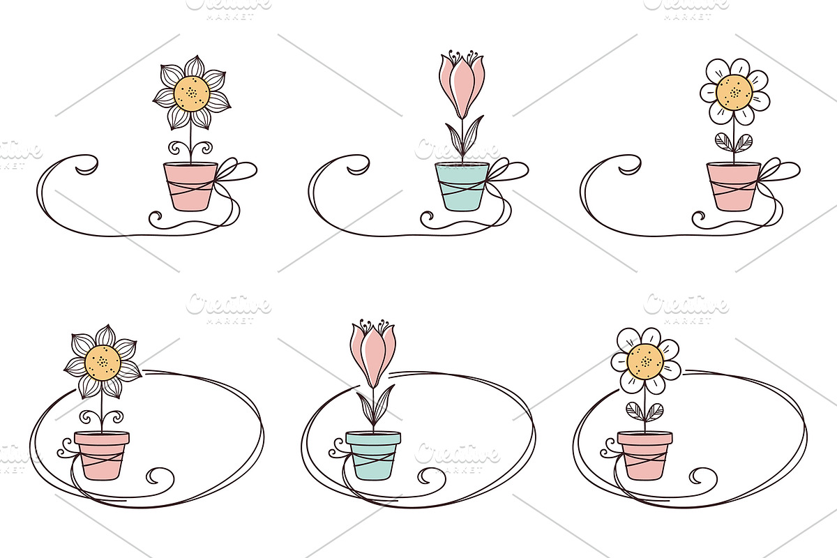Doodle flowers & Floral frames set, a Graphic by InkySplash (Photo 5 of 6)