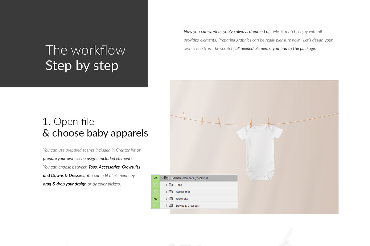 Baby Clothes Hanging Mock-ups Set, an Apparel Mockup by Mocca Mockups Store (Photo 4 of 6)