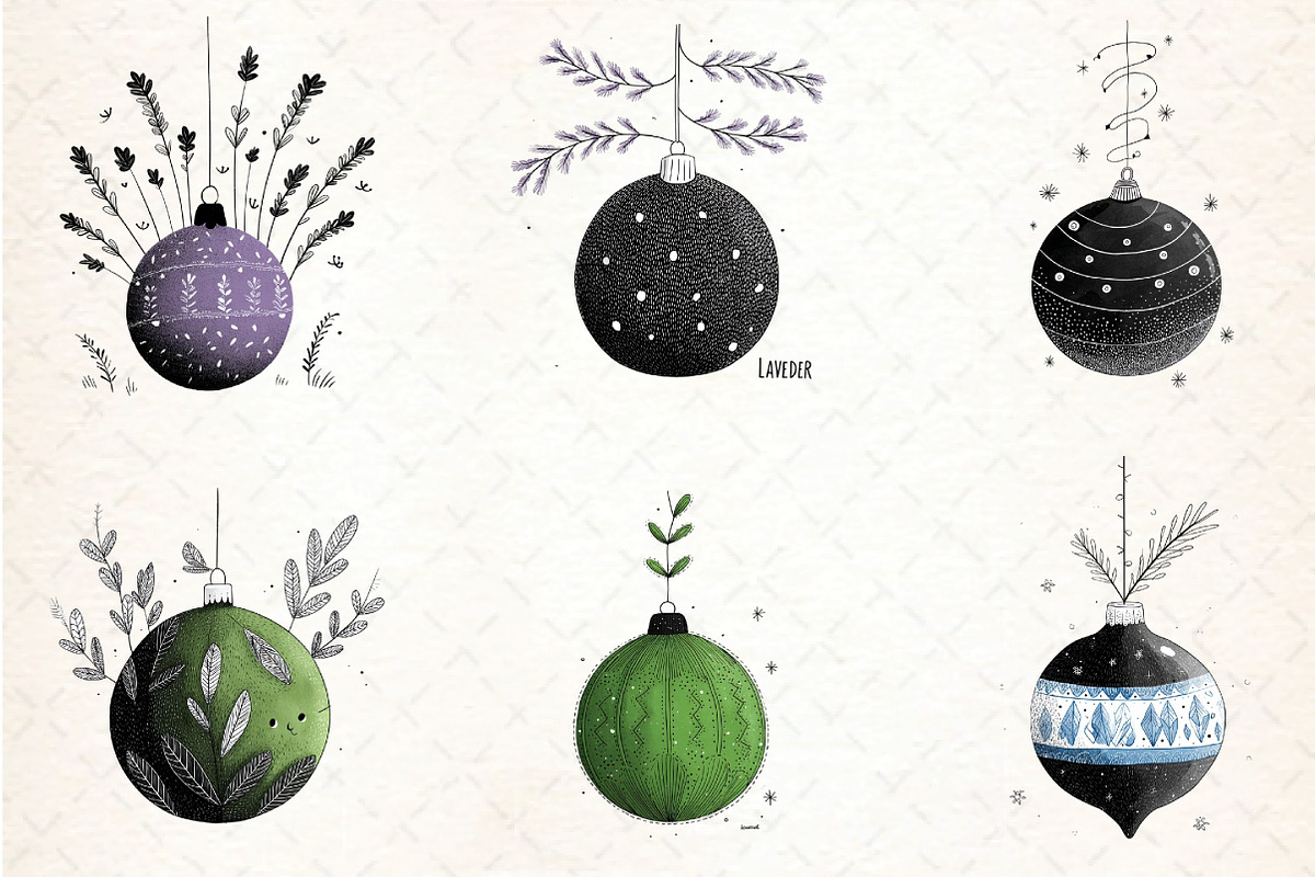 Bauble Clipart Set, an Illustration by DreamCafeArt (Photo 5 of 8)