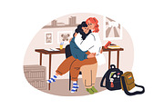 Teenagers love couples dating set, a Person Illustration by Good Studio (Thumbnail 9 of 9)