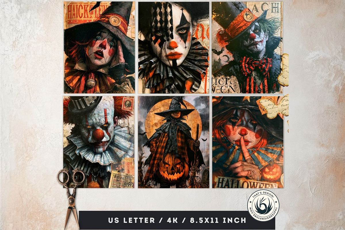 Vintage Dark Halloween Digital Paper, a Seasonal Illustration by ThatsDesignArt (Photo 10 of 16)