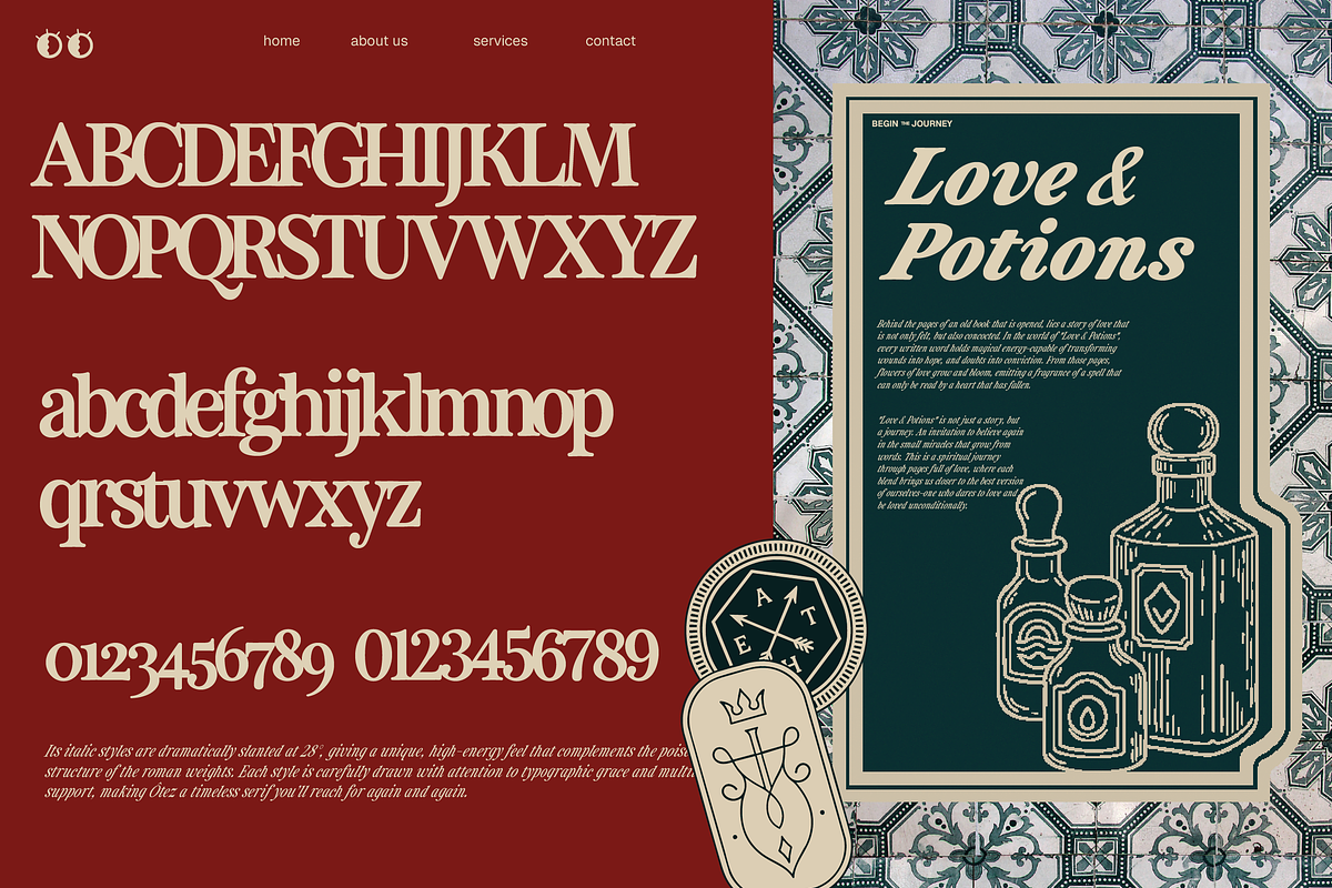 ZT Otez Retro Serif - 90 fonts, a Serif Font by zelow type (Photo 11 of 15)