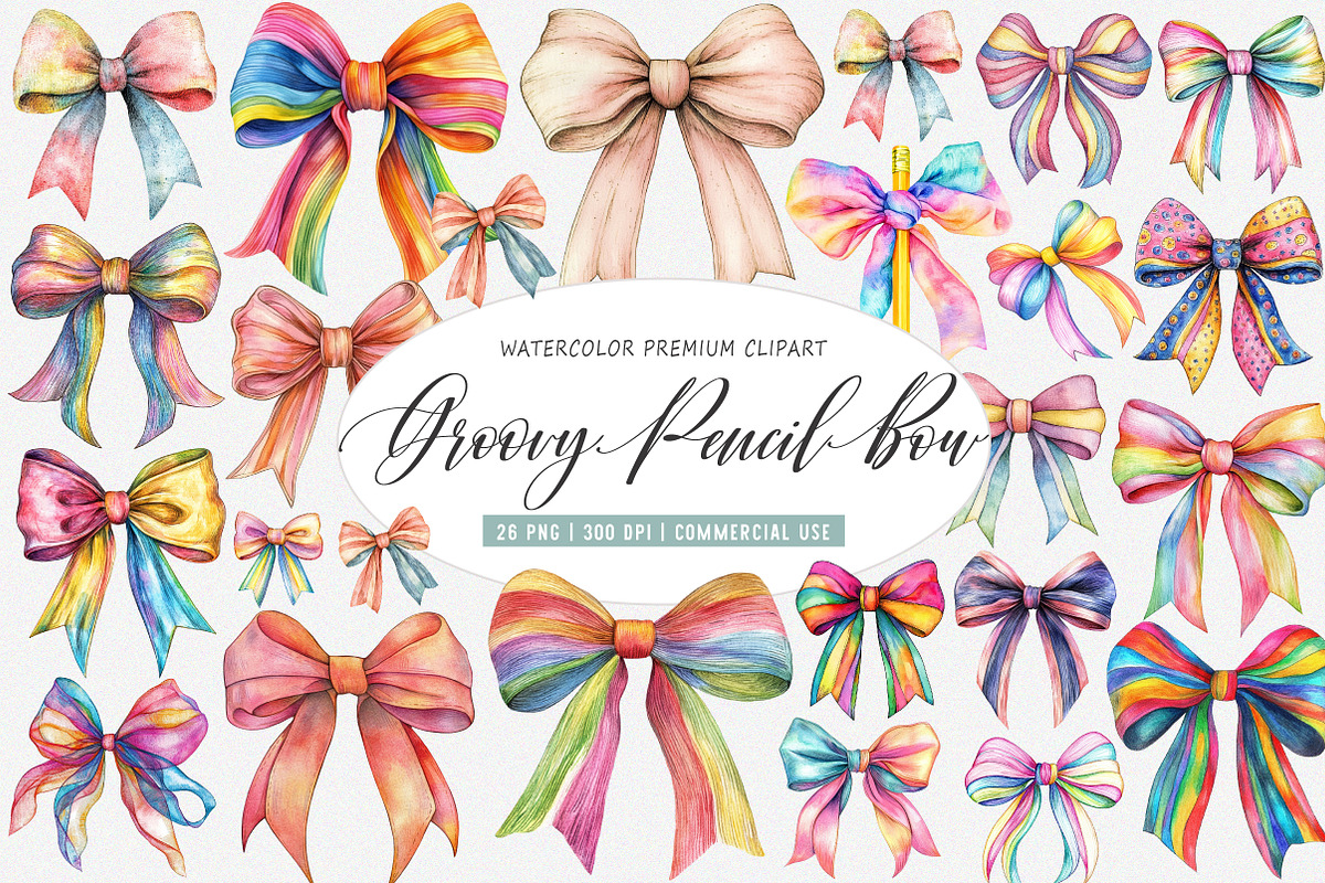 Groovy Pencil Bow PNG, an Illustration by SinaCreation (Photo 1 of 5)