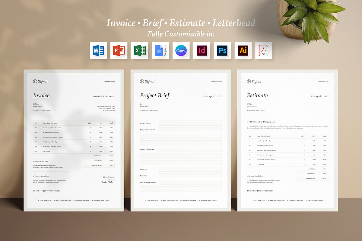 Invoice | Estimate | Letterhead, a Stationery Template by Designsoul14 (Photo 1 of 11)