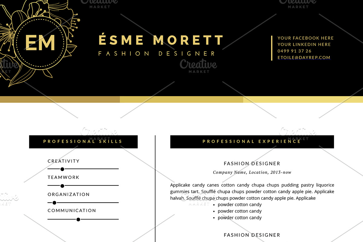 Fashion Resume Template for MS Word, a Resume Template by This Paper Fox (Photo 5 of 5)