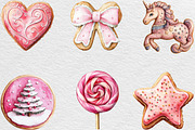 Watercolor Pink Gingerbread Clipart, an Illustration by Black Bird Studio (Thumbnail 6 of 6)
