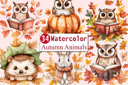 Autumn Cute Animals Clipart, an Illustration by CitraGraphics (Thumbnail 1 of 7)