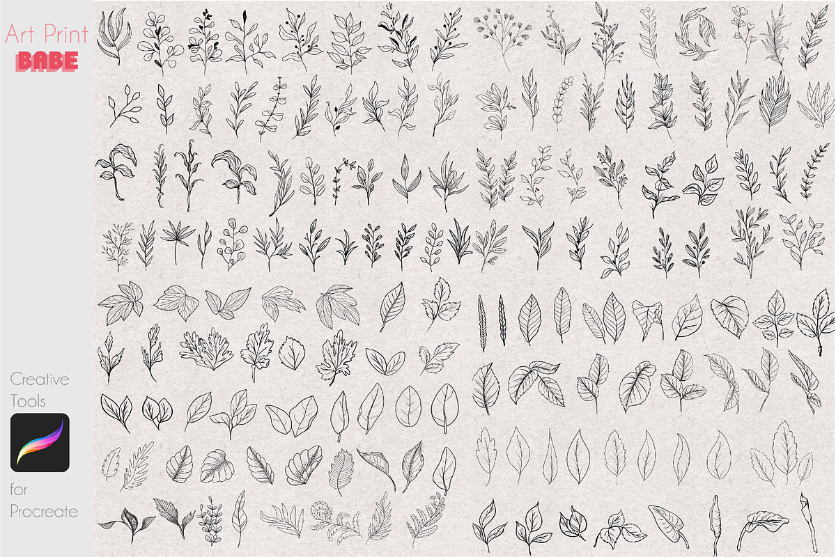 Procreate Flower Stamps Tattoo Pack, a Brush Add-On by ArtPrintBabe