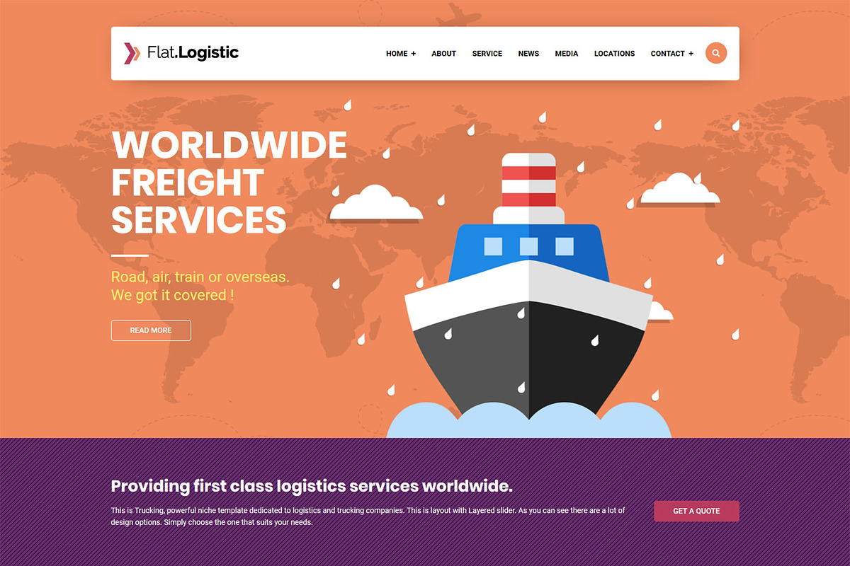 Flat Logistic - Responsive WP Theme, a WordPress Template by raintheme (Photo 4 of 5)