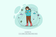 Woman Feeling Sad and Unwell, a Person Illustration by Partikusi Design (Thumbnail 2 of 3)
