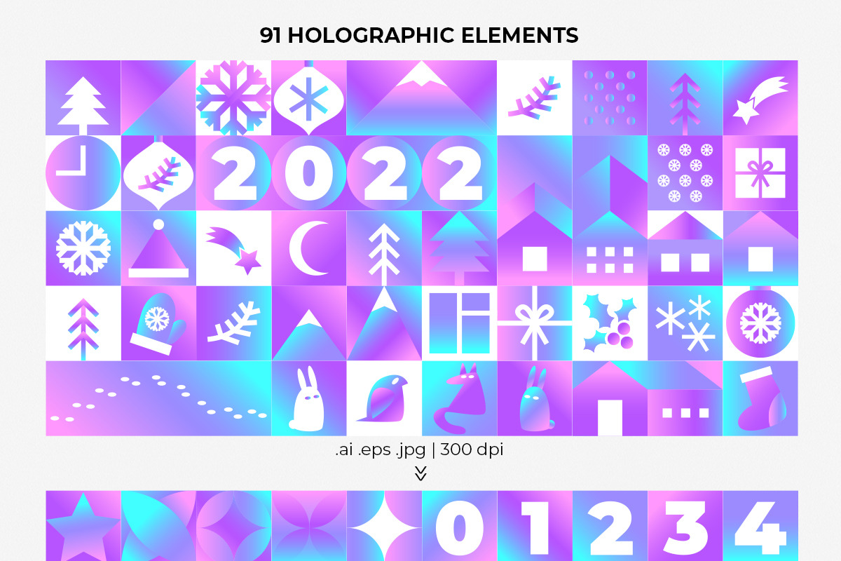 Holographic Christmas Geometric Set, an Object Graphic by Julie&Taily (Photo 3 of 23)