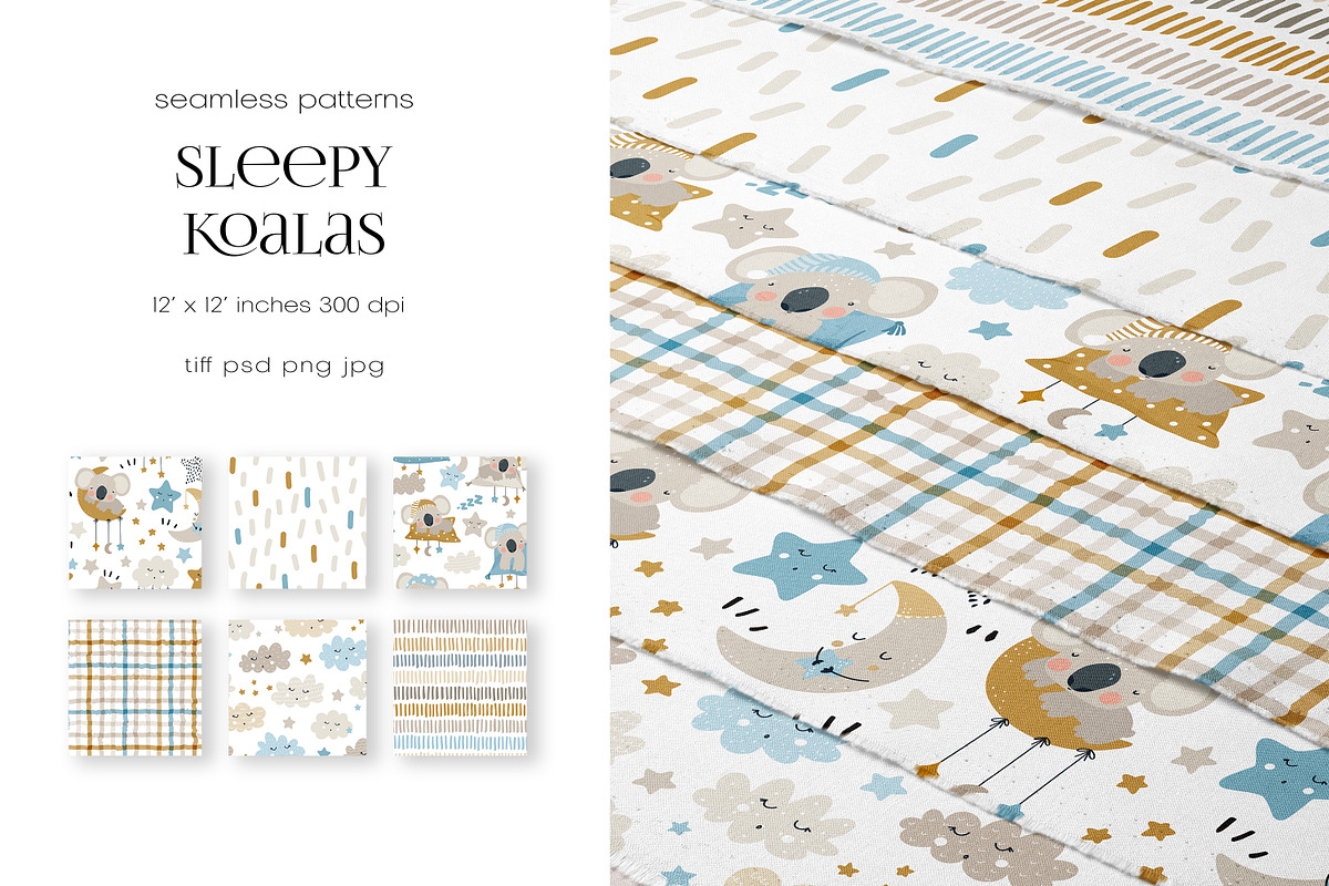 Sleepy Koalas – Pattern Collection, a Pattern Graphic by PROTEA Watercolor Studio (Photo 2 of 10)