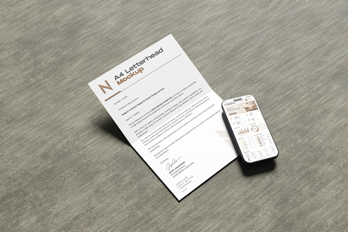 A4 Letterhead and App UI Mockup, a Books & Magazine Mockup by My Code Std (Photo 4 of 5)