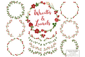Christmas Vector Flower Wreaths, a Seasonal Illustration by Amanda Ilkov