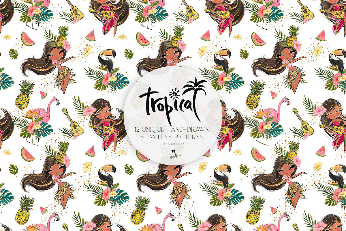 Hawaii Tropical Seamless Patterns, a Pattern Graphic by KaramfilaS (Photo 9 of 17)