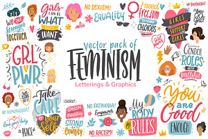 Feminism, letterings+graphics