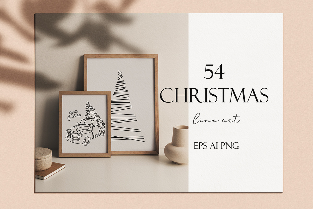 Christmas and  New Year line art, an Animal Illustration by velychko.ua (Photo 1 of 9)