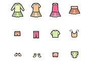 Baby Clothes Line Icons Set, an Outline Icon by land art (Thumbnail 5 of 6)
