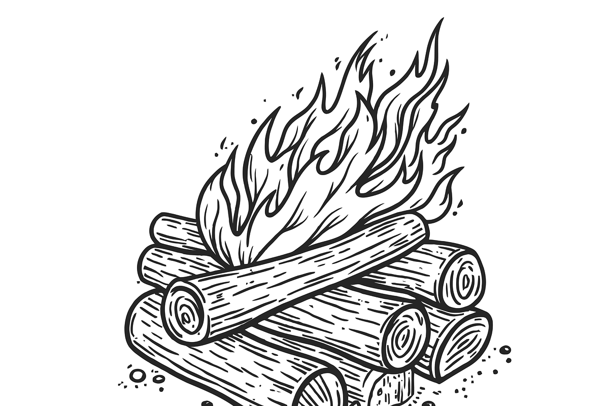 Vintage Campfire Illustration, a Seasonal Illustration by CarWrap design (Photo 2 of 3)