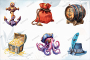 Pirate Clipart - Watercolor, a Graphic by designcity5 (Thumbnail 2 of 5)