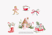 cozy christmas watercolor clipart, a Decorative Illustration by Patishop Art (Thumbnail 5 of 9)
