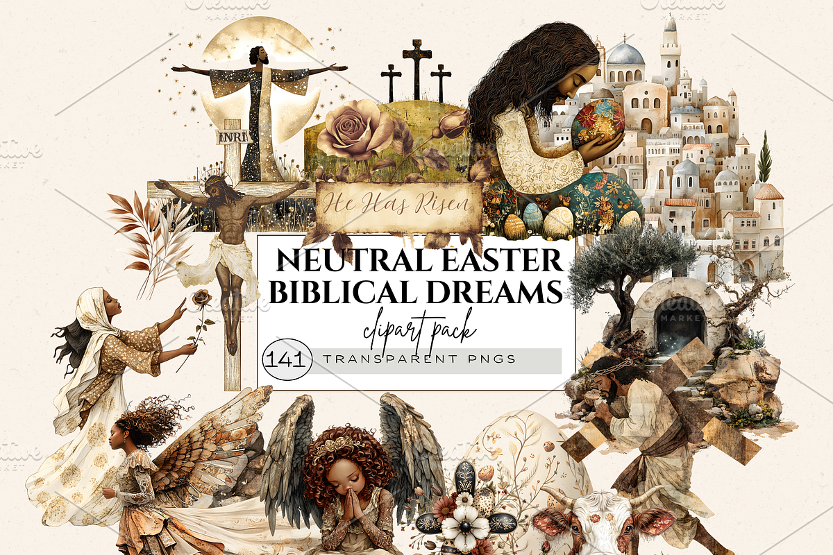 NEUTRAL EASTER BIBLICAL CLIPART, a Person Illustration by Daring Digies (Photo 1 of 10)