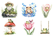 Spring Frogs Watercolor Clipart, an Illustration by CreationArt (Thumbnail 3 of 5)