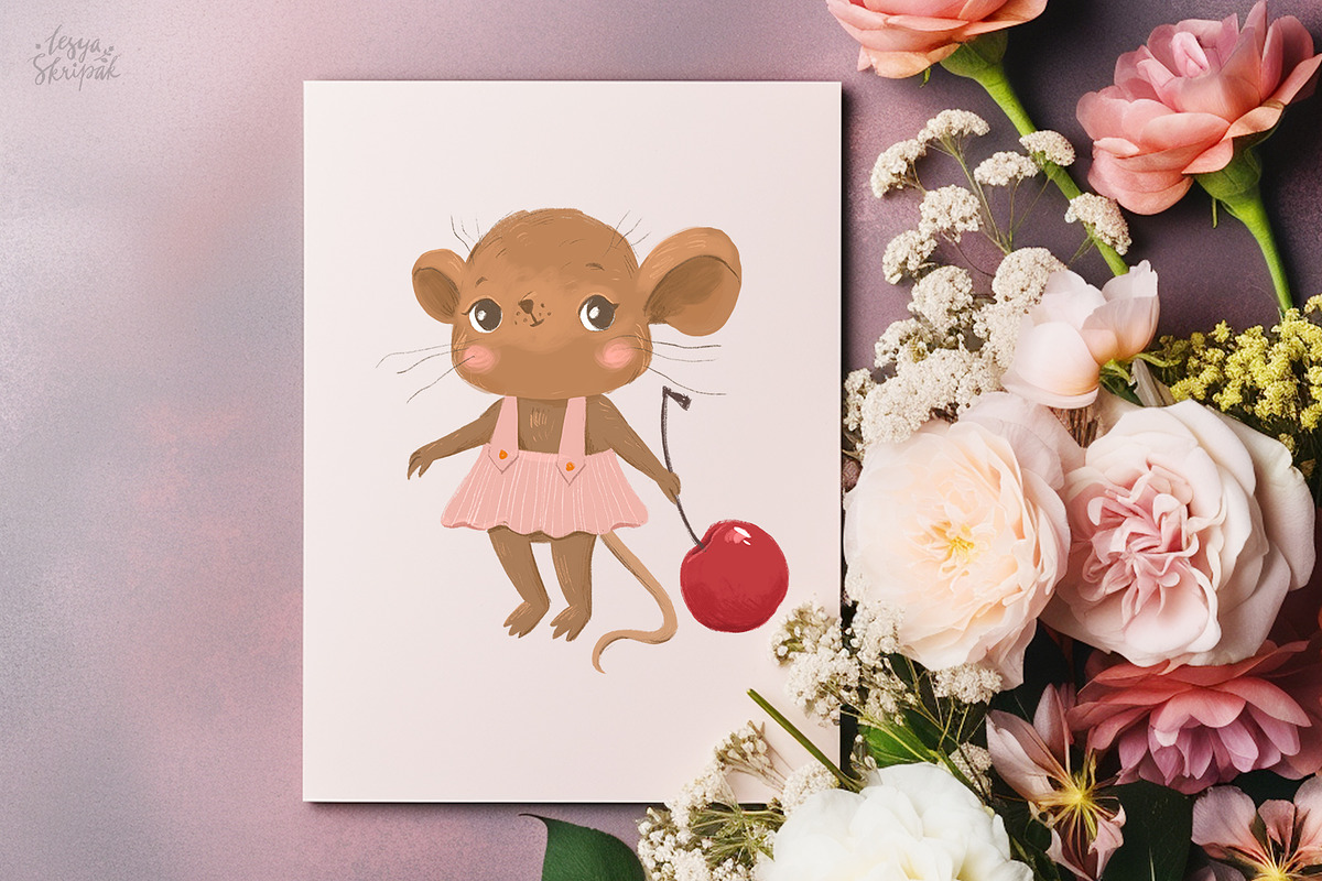 Cute animals. Mouse clipart, an Animal Illustration by Lesya Skripak (Photo 2 of 6)