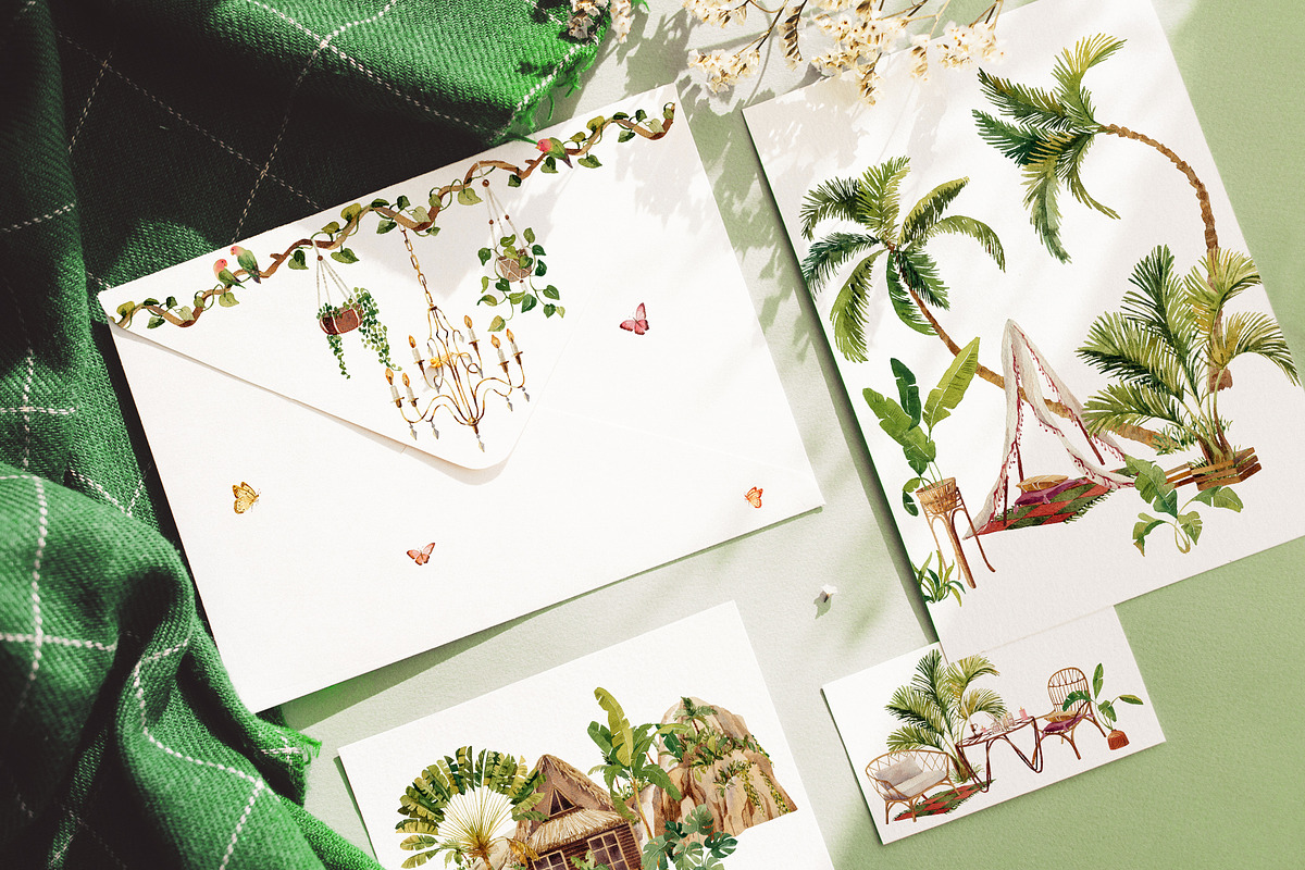 Tropical jungle - watercolor set, a Decorative Illustration by Pamyatka Shop (Photo 15 of 27)